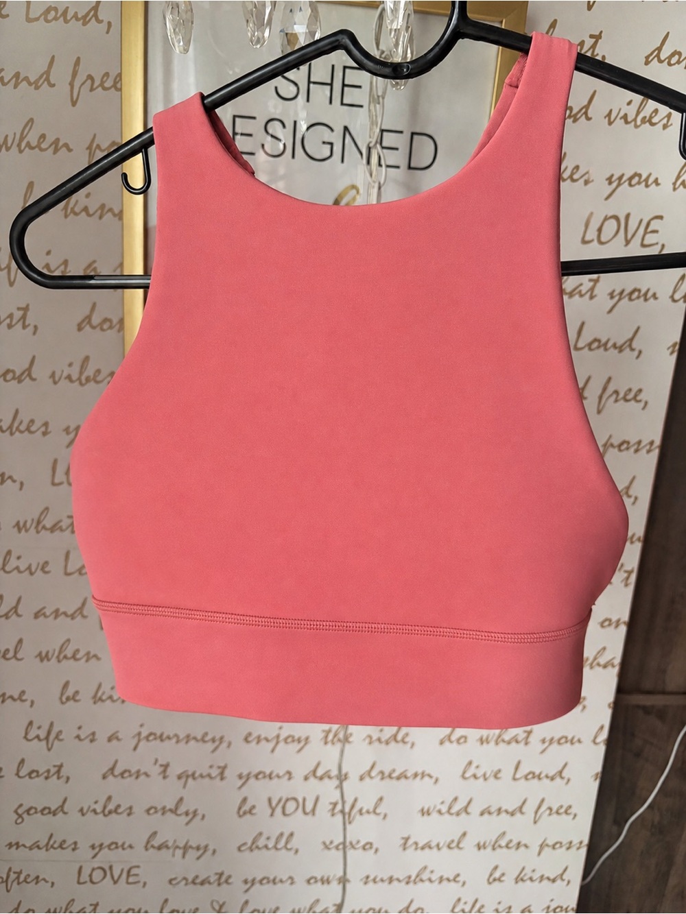 lululemon Dusty Rose/Nude High Neck Crop Sports Bra